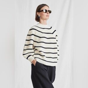 Apiece Apart Merel Sweater Black and Cream Striped medium